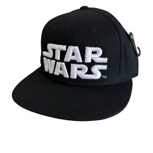Star Wars Baseball SnapBack Hat Youth Size Spellout Embroidered Black White NEW